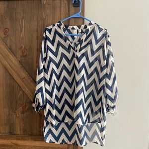 Tacera Chevron Patterned Women's Top - Blue & White
